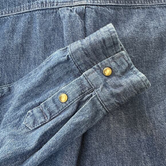 Volcom Pearl Snap Western Denim Mini shirt Dress blue jean rodeo festival Small - Picture 4 of 11